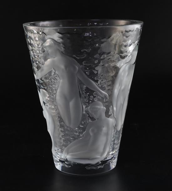 A Lalique crystal Ondines vase, designed 1952, H. 24cm